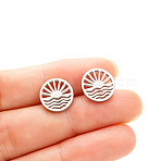Valentine's Day 304 Stainless Steel Stud Earrings, Stainless Steel Color, Sun, 12mm(WGDCE41-06)
