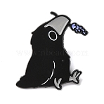 Raven with Flower Enamel Pins, Alloy Lapel Pin Backs for Backpack Clothes, Black, 33x32mm(JEWB-A038-07C-EB)