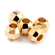 Brass Spacer Beads, Long-Lasting Plated, Faceted Round, Real 24K Gold Plated, 4.5x4mm, Hole: 2mm(X-KK-O133-013D-G)