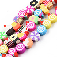 Handmade Polymer Clay Beads Strands, Imitation Food, Mixed Shapes, Colorful, 9~14x6~9.5x4.5~5mm, Hole: 1.5~1.8mm, about 40pcs/strand, 8.66 inch(22cm)(X-CLAY-N010-088A)