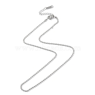 Ion Plating(IP) 304 Stainless Steel Ball Chain Necklace for Men Women, Stainless Steel Color, 16.22 inch(41.2cm)(NJEW-M200-12P)