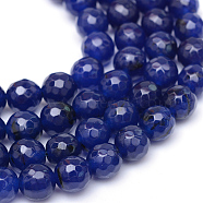 Natural White Jade Bead Strands, Dyed, Faceted, Round, Dark Blue, 8~9mm, Hole: 1mm, about 46pcs/strand, 14.76~14.96 inch(37.5~38cm)(X-G-R346-8mm-04)