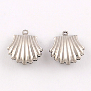 Shell 304 Stainless Steel Pendants, Stainless Steel Color, 19x16x6mm, Hole: 1mm(STAS-S034-01)