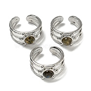 Natural Gemstone Adjustable Rings, with Platinum Brass Findings, Long-Lasting Plated, Jewely for Women, Adjustable(RJEW-K269-10P-07)