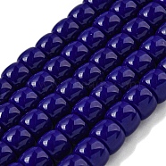 Opaque Glass Beads Strands, Barrel, Midnight Blue, 8x6mm, Hole: 1.6mm, about 61~62pcs/strand, 14.84''~15.16''(37.7~38.5cm)(X-GLAA-NH0002-B01)