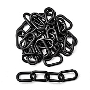 Opaque Spray Painted Acrylic Linking Rings, Quick Link Connectors, for Cable Chains Making, Frosted, Oval, Black, 44x24x5mm, Inner Diameter: 32.5x13mm, about 180pcs/500g(OACR-S021-68A-C01)