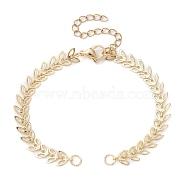 Brass Handmade Cobs Chain Link Bracelet Making, Long-Lasting Plated, Soldered, Leaf, Fit for Connector Charms, with Lobster Claw Clasp, Real 18K Gold Plated, 6-1/4 inch(16cm)(AJEW-TA00007)