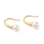 Sterling Silver Dangle Earrings, with Natural Pearl,  Jewely for Women, Round, Real 18K Gold Plated, 19x6mm(EJEW-K273-22G)