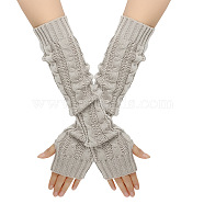 Acrylic Fiber Yarn Knitting Fingerless Gloves, Long Winter Warm Gloves with Thumb Hole, Light Grey, 500x75mm(COHT-PW0002-02H)