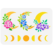 Plastic Drawing Painting Stencils Templates, for Painting on Scrapbook Fabric Tiles Floor Furniture Wood, Rectangle, Moon Pattern, 29.7x21cm(DIY-WH0396-179)