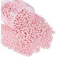 ABS Plastic Imitation Pearl Round Beads, Dyed, No Hole/Undrilled, Pink, 8mm, about 1500pcs/box(PH-MACR-F033-8mm-18)