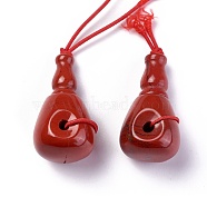 Natural Red Jasper 3 Hole Guru Beads, T-Drilled Beads, for Buddhist Jewelry Making, Grade A, 31~31.5x15.5x16.5~17.5mm, Hole: 1.6mm(G-L517-02C)