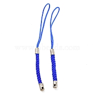 Polyester Cord Mobile Straps, with Platinum Plated Iron Findings, Blue, 8~9cm(FIND-G063-02P-05)