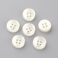 4-Hole Plastic Buttons, Flat Round, Seashell Color, 10x2mm, Hole: 1.5mm(X-BUTT-S020-10)