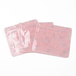 Plastic Zip Lock Bag, Storage Bags, Self Seal Bag, with Top Seal, Cartoon, Pink, Strawberry, 10x11x0.15cm, Unilateral Thickness: 2.7 Mil(0.07mm), 100pcs/bag(OPP-B001-E08)