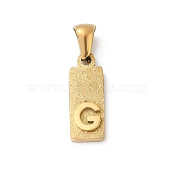 304 Stainless Steel Pendants, Golden, Rectangle with Letter Charm, Letter G, 17.5x6.5x3mm, Hole: 3x6mm(STAS-Z120-03G-G)