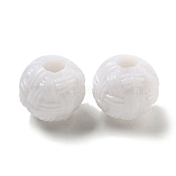 Opaque Acrylic European Beads, Large Hole Beads, Ball, White, 11.5~12mm, Hole: 4mm, about 625pcs/500g(SACR-L007-004B)