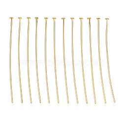 Brass Flat Head Pins, Long-Lasting Plated, Real Gold Plated, Nickel Free, Real 18K Gold Plated, 51x0.7mm, head: 2mm, 263pcs/bag.(KK-G331-11-0.7x51)