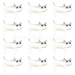 12Pcs Natural Trochid Shell/Trochus Shell Beads, Cat Shape, 11.5x14x2mm, Hole: 0.8mm(SSHEL-FH0001-10)