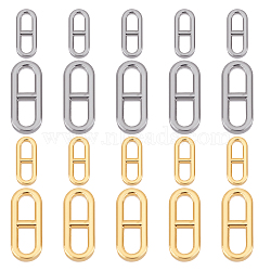 20Pcs 4 Style 304 Stainless Steel Connector Charms, Oval, Golden & Stainless Steel Color, 13~18.4x5~7.5x1.5~2mm, Hole: 4x6mm, 5pcs/style(STAS-UN0036-86)