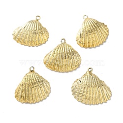 Shell Pendants, Shell Shape, Golden, 20~27x20~30x7~9mm, Hole: 1.6~1.8mm(SSHEL-B002-04G)