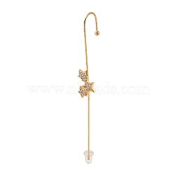Rhinestone Stud Earring, Light Gold Zinc Alloy Ear Wrap Crawler Hook Earrings Earcuffs, Star, 68.5x10mm(EJEW-G378-01D)