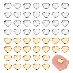 304 Stainless Steel Charms, Stamping Blank Tag, Heart, Mixed Color, 5x6x1mm, Hole: 1mm, 2 Colors, 50pcs/color, 100pcs/box(STAS-UN0003-87)