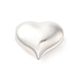 Brass Beads, Heart, Platinum, 26x30x12mm, Hole: 3mm(KK-P254-02P)