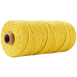 Cotton String Threads for Crafts Knitting Making, Gold, 3mm, about 109.36 Yards(100m)/Roll(KNIT-PW0001-01-28)