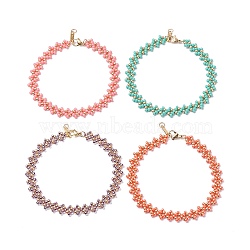 Glass Seed Beads Braided Anklets Set for Women, Red, 9-5/8 inch(24.5cm), 4Pcs/set(AJEW-AN00466)