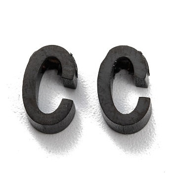 304 Stainless Steel Charms, Alphabet, Electrophoresis Black, Letter.C, 8x5x3mm, Hole: 1.8mm