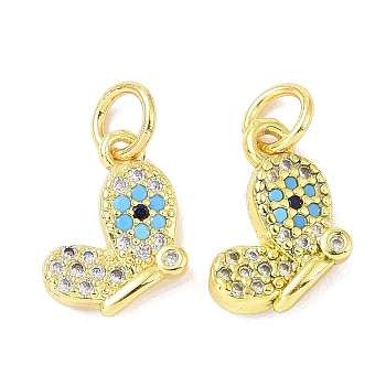 Real 18K Gold Plated Brass Micro Pave Cubic Zirconia Pendants, with Enamel and Jump Ring, Butterfly Charms, Colorful, 12x7.5x3mm, Hole: 3.5mm