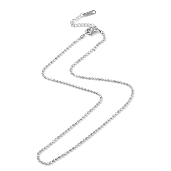 Ion Plating(IP) 304 Stainless Steel Ball Chain Necklace for Men Women, Stainless Steel Color, 16.22 inch(41.2cm)