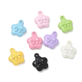 Spray Painted Alloy Charms, Flower & Bowknot Charms, Mixed Color, 13x11x4mm, Hole: 1mm