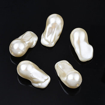 ABS Plastic Imitation Pearl Beads, Oval, Creamy White, 30x16x15mm, Hole: 1.5mm, about 150pcs/500g