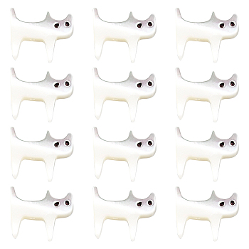 12Pcs Natural Trochid Shell/Trochus Shell Beads, Cat Shape, 11.5x14x2mm, Hole: 0.8mm