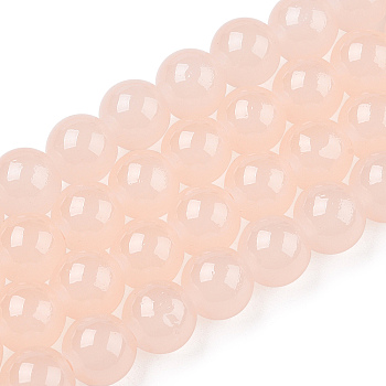 Baking Painted Imitation Jade Glass Round Bead Strands, Misty Rose, 8.5~9mm, Hole: 1.5mm, about 100~105pcs/strand, 31.8 inch