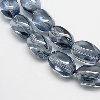 Crystal Glass Oval Beads, Steel Blue, 21x13mm, Hole: 1mm