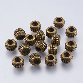 Large Hole Beads, Alloy European Beads, Antique Bronze, Lead Free and Cadmium Free & Nickel Free, 9.5x7mm, Hole: 4mm