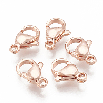 304 Stainless Steel Lobster Claw Clasps, Real Rose Gold Plated, 11x6.5x3.5mm, Hole: 1.2mm