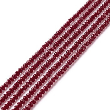 Transparent Glass Beads Strands, Faceted, Round, Brown, 2mm, Hole: 0.6mm, about 182~201pcs/strand, 14.57~15.24 inch((37~38.7cm)