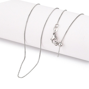 Brass Box Chain Necklaces for Women, Platinum, 18.50 inch(47cm)