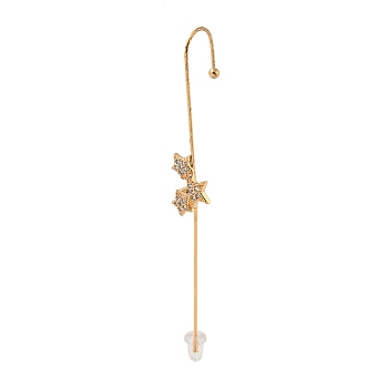 Rhinestone Stud Earring, Light Gold Zinc Alloy Ear Wrap Crawler Hook Earrings Earcuffs, Star, 68.5x10mm