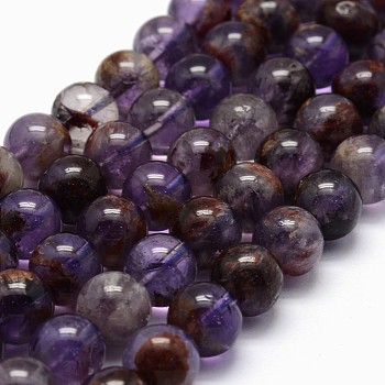 Natural Cacoxenite Amethyst Beads Strands, Round, 6mm, Hole: 0.8mm, about 66pcs/strand, 15.7 inch