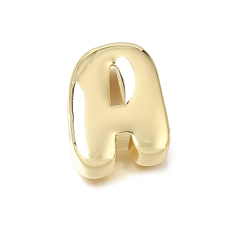 Brass Slide Charms, Long-Lasting Plated, Cadmium Free & Lead Free & Nickel Free, Real 18K Gold Plated, Letter A, 20.5x15.5x6.5mm, Hole: 8x3.5mm