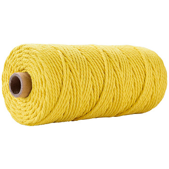 Cotton String Threads for Crafts Knitting Making, Gold, 3mm, about 109.36 Yards(100m)/Roll