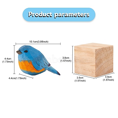 Pájaros de madera con forma de grulla azul y adornos en forma de bloque(JX685A)-2