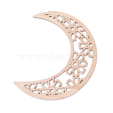 Moon & Flower Unfinished Wood Pendant Ornament(WOOD-M003-02)-3