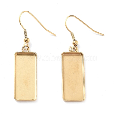 Real 18K Gold Plated Rectangle 304 Stainless Steel Earring Settings