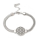304 Stainless Steel Flower Link Bracelet with Curb Chains(BJEW-E091-02P)-1